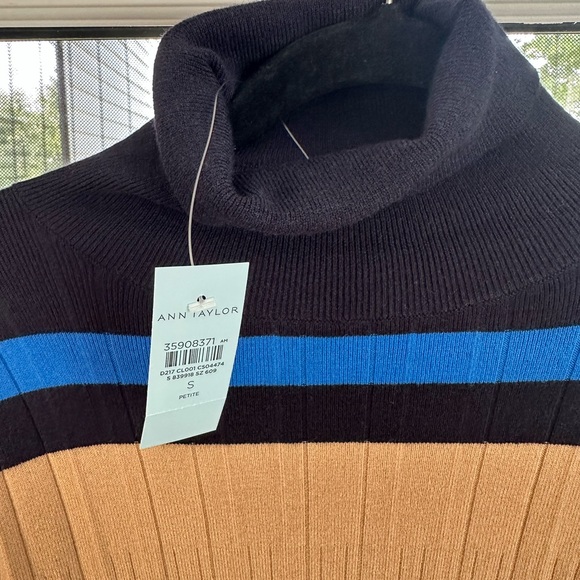 Ann Taylor Striped Ribbed Turtleneck Sweater Dress – Size S Petite - Picture 5 of 5